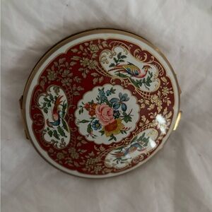 Stratton Vintage Floral Red and Gold Compact Mirror